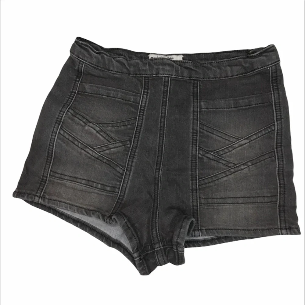 Free People 24 factory faded black shorts side zipper